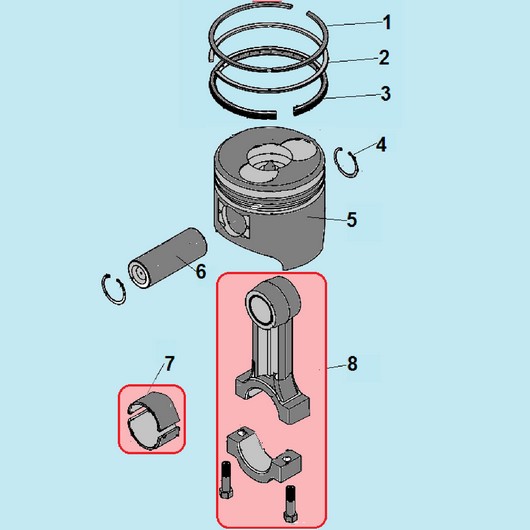 Поршень и шатун Champion DG6501ES+ATS